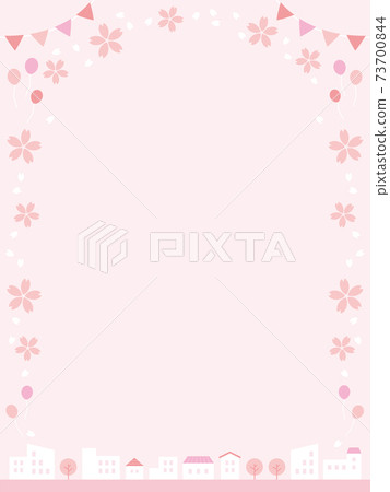 Pale pink spring cityscape frame 73700844