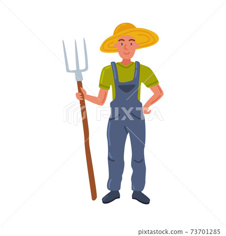 Woman Farmer with Pitchfork, Male Agricultural Worker Gardener Character Working on Farm, Eco Farming, Agriculture and Farming Concept Cartoon Style Vector Illustration Woman Farmer with Pitchfork, Male Agricultural Worker Gardener Character Working on Farm, Eco Farming, Agriculture and Farming Concept Cartoon Style Vector Illustration 73701285