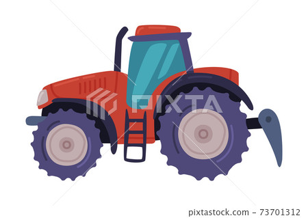 Tractor, Field Work Heavy Agricultural Machinery Cartoon Vector Illustration 73701312