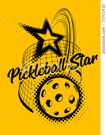 Pickleball vector illustration on yellow background 73701410