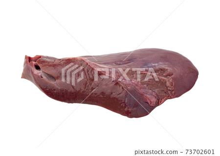 Raw Pork Liver isolated on white background with clipping path. 73702601