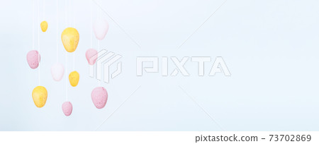 Easter festive banner with eggs. Selective focus. Easter festive banner with eggs. Selective focus. 73702869