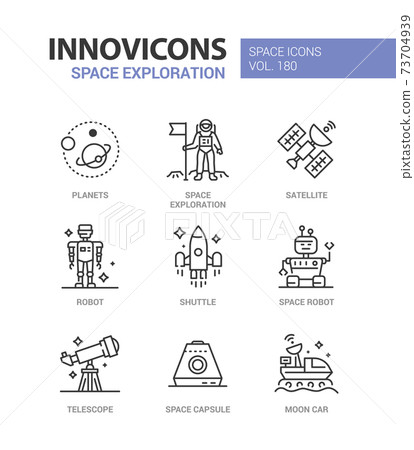 Space exploration - line design style icons set 73704939