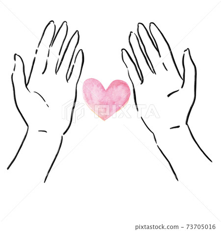水彩愛愛心手母親節 73705016