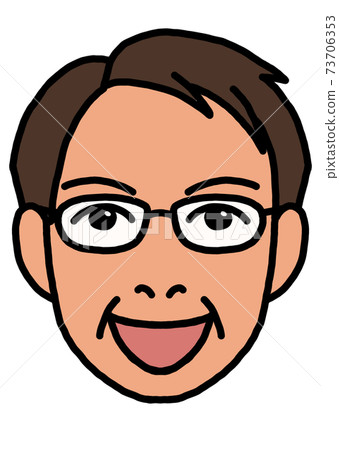 面對前面的中年男人（賞心悅目，微笑，白色背景） 73706353