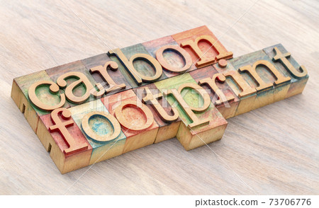 carbon footprint word abstract in wood type 73706776