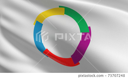 Flag of Francophonie. 3D rendering illustration of waving sign symbol. Flag of Francophonie. 3D rendering illustration of waving sign symbol. 73707248