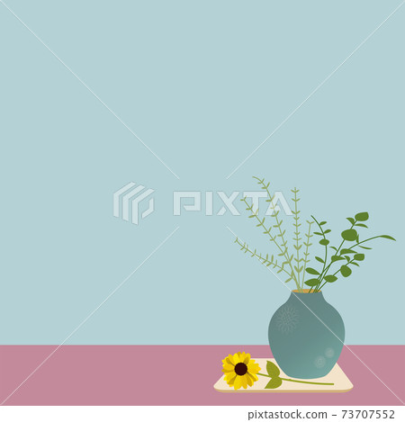 鮮花，風景與向日葵，背景 73707552