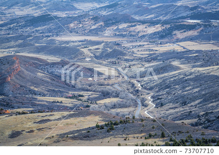 Colorado foothills with transmountain water supply canal Colorado foothills with transmountain water supply canal 73707710