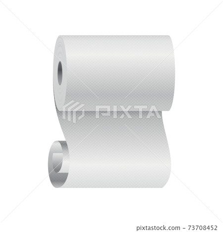 Realistic toilet paper or kitchen towel roll template mockup. Sanitary absorbent paper, rolled around a cardboard cylinder. Kitchen wc whute tape paper 73708452