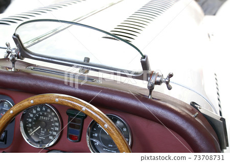 White convertible windshield, steering wheel and instruments 73708731