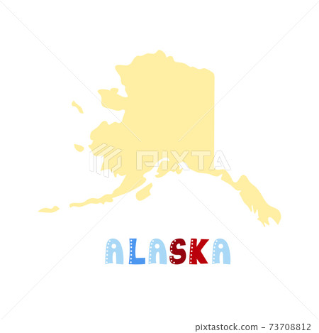 USA collection. Map of Alaska. Doodling style lettering 73708812