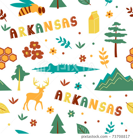 USA collection. Vector illustration of Arkansas theme. State Symbols USA collection. Vector illustration of Arkansas theme. State Symbols 73708817