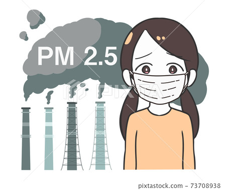 工廠廢氣PM2.5面罩的女孩 73708938
