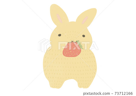 小兔子嘴裡拿著草莓 小兔子嘴裡拿著草莓 73712166