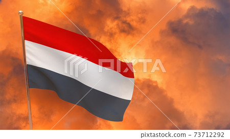 yemen flag on pole 73712292