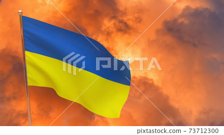 Ukraine flag on pole Ukraine flag on pole 73712300