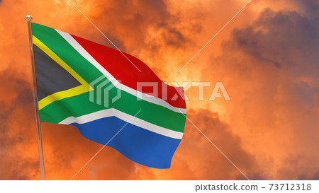South Africa flag on pole 73712318
