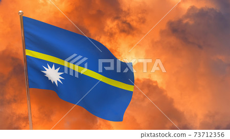 Nauru flag on pole 73712356