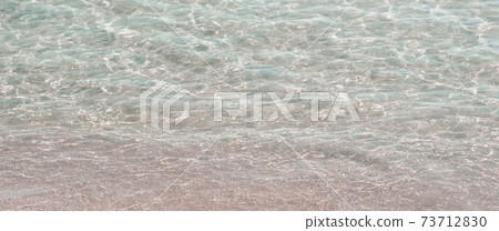 BANNER Blur effect soft focus nature real rippled sea ocean water surface. Abstract background design wallpaper. Under water waves, day sun beams reflection. Summer mood. Toned photo WARM collection 73712830