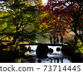 People taking a walk in the autumn park 73714445