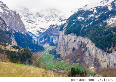 Switzerland berner Oberland View from Wengen of the Lauterbrunnen valley 73717489