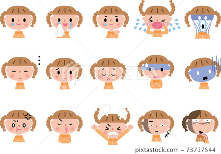 Negative girl facial expressions various sets - Stock Illustration ...