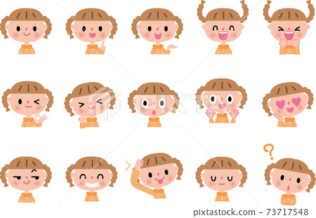 積極的女孩面部表情各種姿勢集 73717548