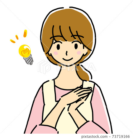 Illustration of a young housewife woman who came up with a good idea 73719166