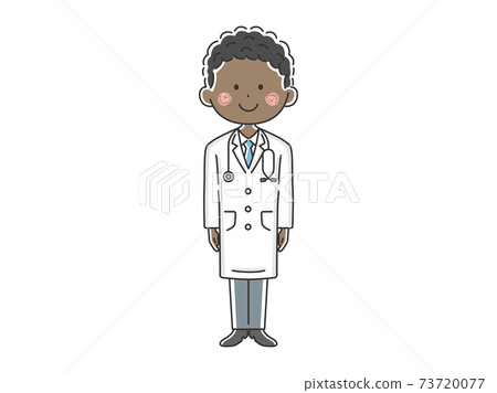 Illustration of a black male doctor in a white coat Illustration of a black male doctor in a white coat 73720077