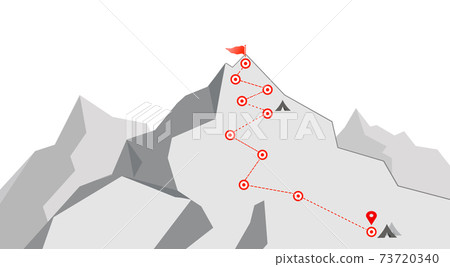 Mountain climbing route image material white background illustration 73720340