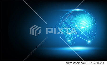 Futuristic globe digital transformation abstract technology with blue background 73720341