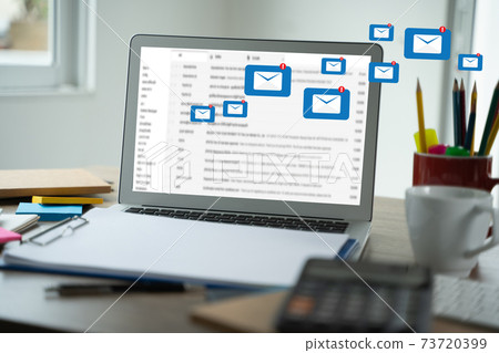 Mail Communication Connection message to mailing contacts phone Global Letters Concept. 73720399