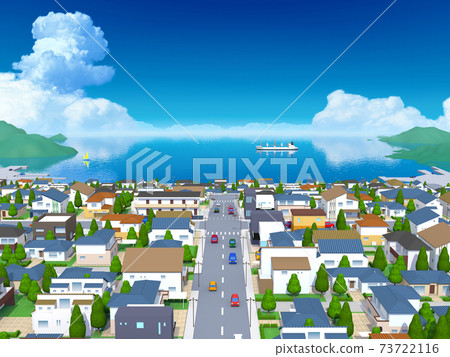 A city with a view of the sea, a house A city with a view of the sea, a house 73722116