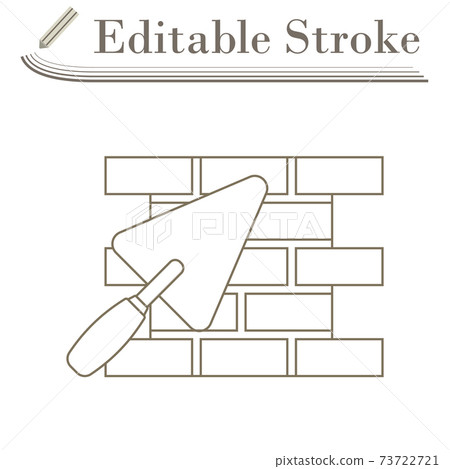 Icon Of Brick Wall With Trowel Icon Of Brick Wall With Trowel 73722721