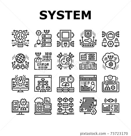 System Work Process Collection Icons Set Vector - Stock Illustration ...