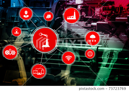 Industry 4.0 technology concept - Smart factory for fourth industrial revolution Industry 4.0 technology concept - Smart factory for fourth industrial revolution 73723769