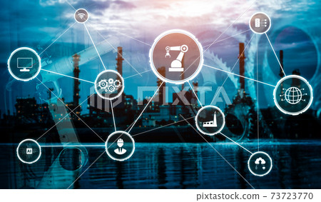 Industry 4.0 technology concept - Smart factory for fourth industrial revolution Industry 4.0 technology concept - Smart factory for fourth industrial revolution 73723770
