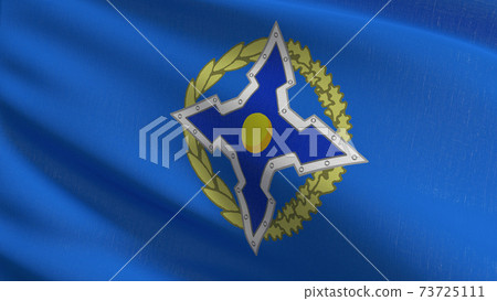 Flag of CSTO or Collective Security Treaty Organisation. 3D rendering illustration of waving sign symbol. Flag of CSTO or Collective Security Treaty Organisation. 3D rendering illustration of waving sign symbol. 73725111