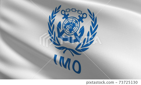 Flag of IMO or International Maritime Organization. 3D rendering illustration of waving sign symbol. 73725130