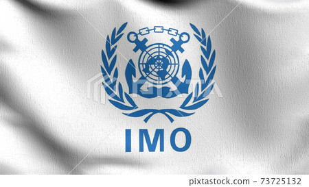 Flag of IMO or International Maritime Organization. 3D rendering illustration of waving sign symbol. 73725132