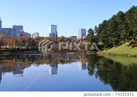 Tokyo cityscape: Autumn leaves of Sakuradabori 73725331