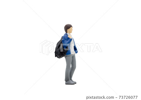Miniature people traveller standing isolated on white background Miniature people traveller standing isolated on white background 73726077