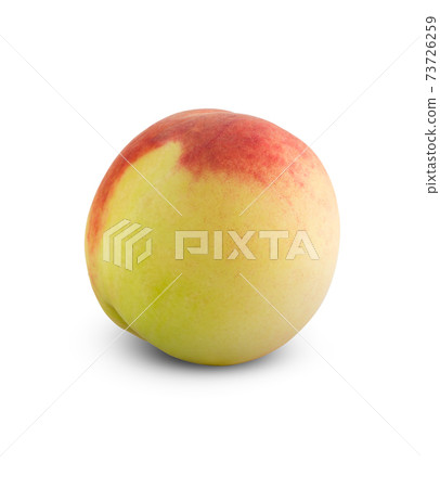 Peach on a white background. Ripe peach close-up isolated on white background. Peach on a white background. Ripe peach close-up isolated on white background. 73726259