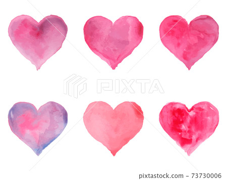 Watercolor hearts for St. Valentine s Day. Vector 73730006