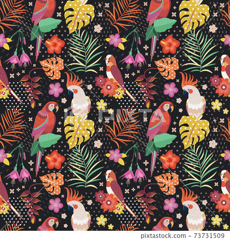 Vintage Hawaiian Parrots Pattern or Aloha Print Vintage Hawaiian Parrots Pattern or Aloha Print 73731509