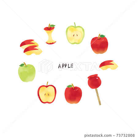 Casual touch watercolor touch apple illustration set Casual touch watercolor touch apple illustration set 73732808