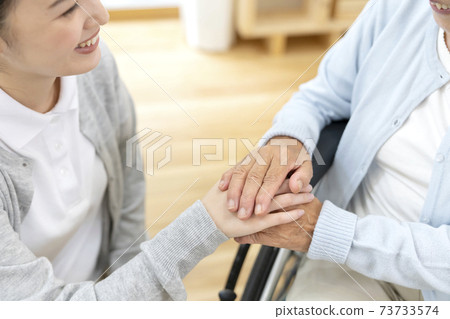 Nursing care image Hand holding body parts Parts cut 73733574