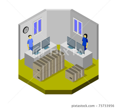 postal office isometric 73733956