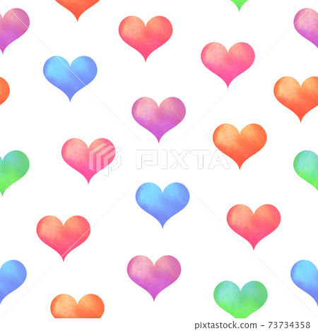 Watercolor heart seamless pattern. - Stock Illustration [73734358] - PIXTA